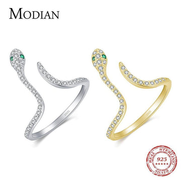 Adjustable Snake Design Silver Trendy Clear AAAA Simulated Diamonds Dazzling Open Size Female Rings Jewellery - The Jewellery Supermarket